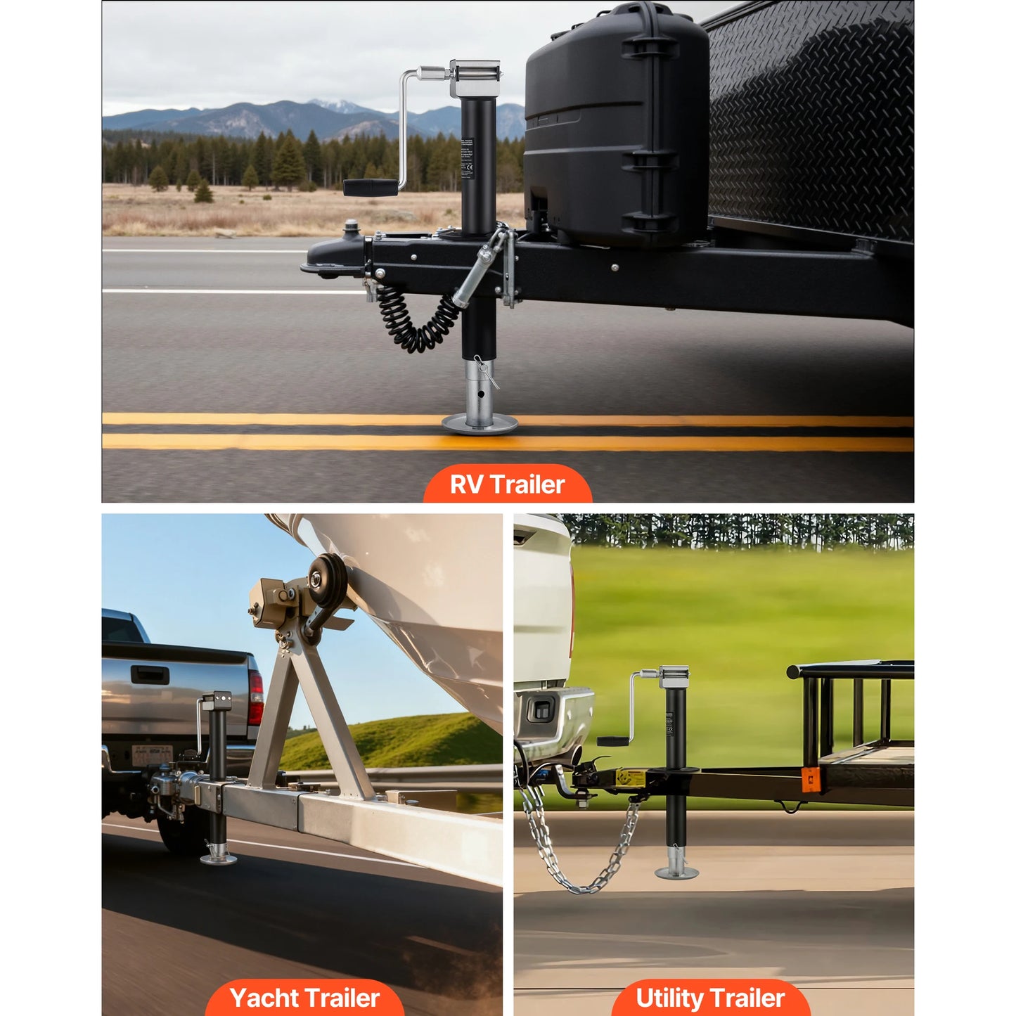 SucceBuy 5000 lbs A-Frame Trailer Jack 15-Inch Vertical Travel Trailer Lift Jack with Adjustable 7-Level Drop Leg for RV Utility
