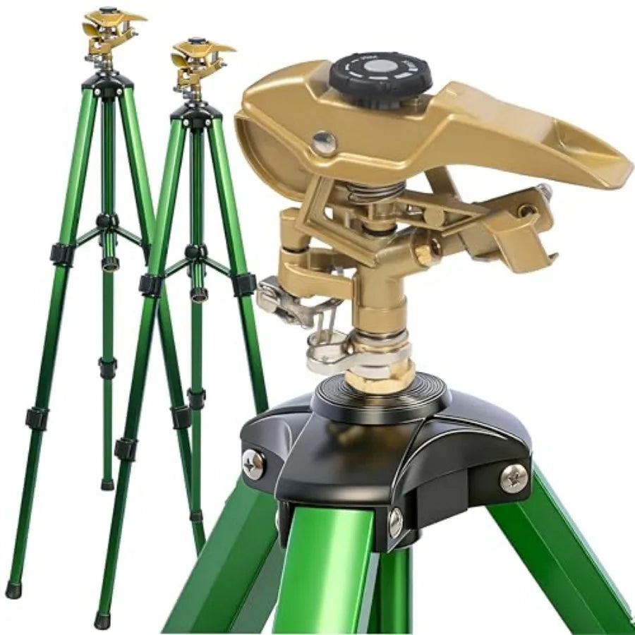 Pack Impact Sprinkler on Tripod Rotating Water Sprinklers for Yard Lawn and Garden Heavy Duty 360 Degree Irrigation Sprinkler w
