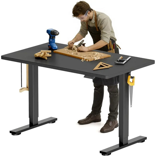 Adjustable 48x30 Workbench for Garage, Workshop, and Home - Ergonomic Desk for Woodworking, Sewing, and Crafts in Black