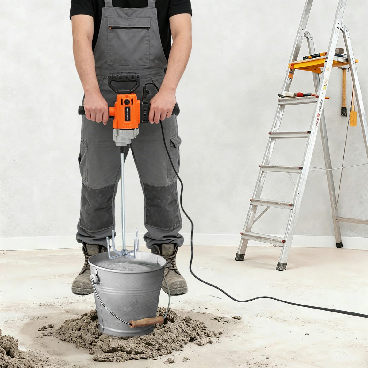 Cncest Electric Drill Mixer With Two Paddles For Construction Sites