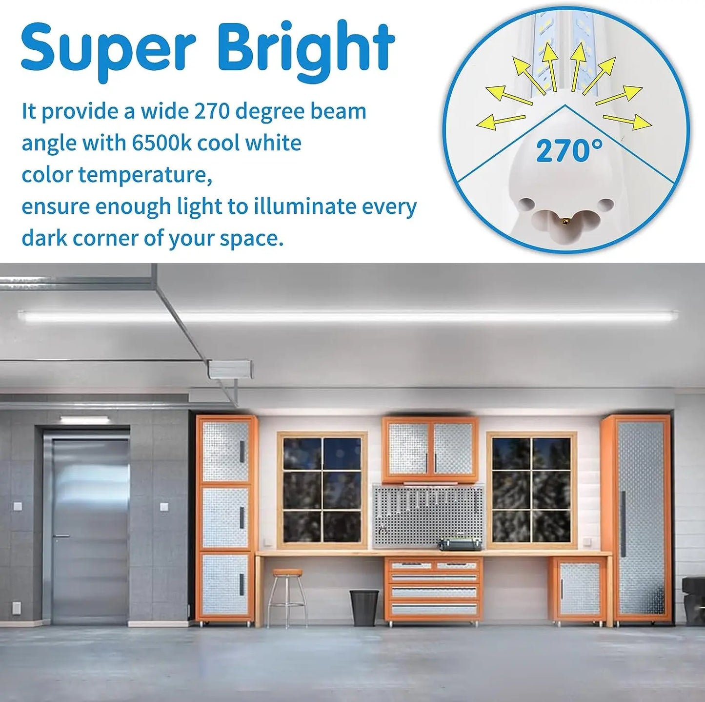 4 Pack, Led Shop Lights,Led Shop Lights 4FT 50W 6500K 7500LM Clear White,Shop Light 4FT 110V Linkable Integrated V-Shape