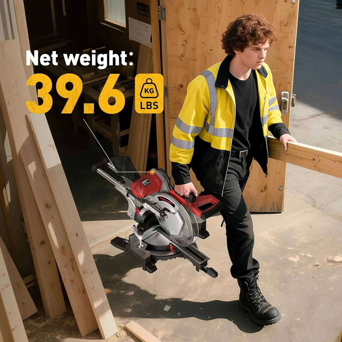 10/12 Inch Single/Dual-Bevel Sliding Compound Miter Saw, 5000/3800RPM, 0-45°, 15 Amp, 36T Blade Precision Cutting Power Saw