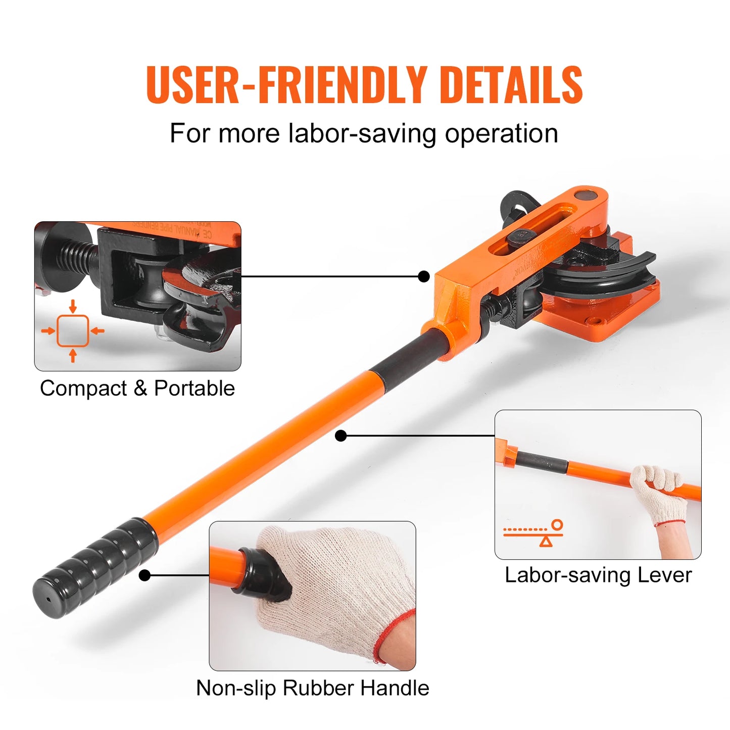 SucceBuy Manual Pipe Bender 7 Bending Dies Multifunction Steel Copper Tube Bending Machine Lever Type Heavy Tube Bender Tools
