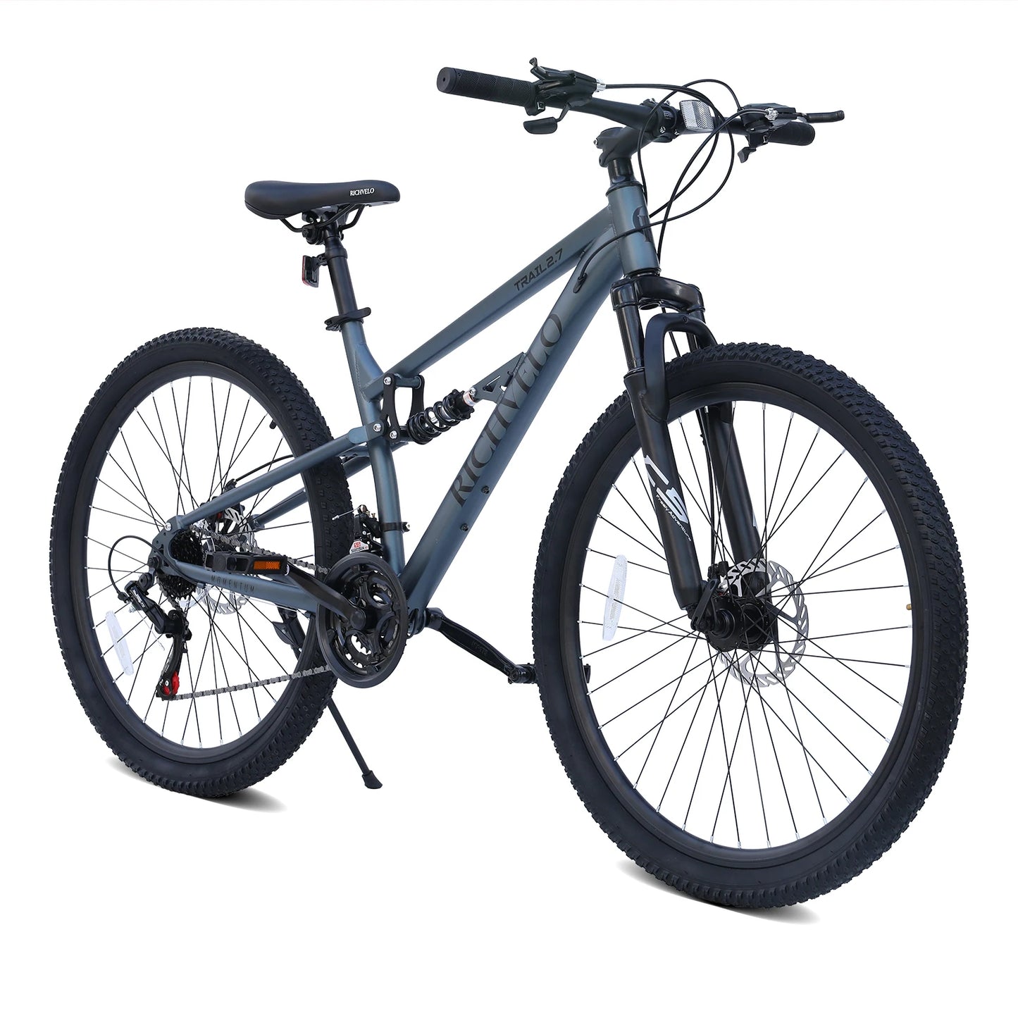 24/26 Inch Mountain Bike, Full Suspension 21-Speed Mountain Bicycle with Dual Disc Brakes, Carbon Steel Frame MTB Bike for Teenagers Adult Men Women