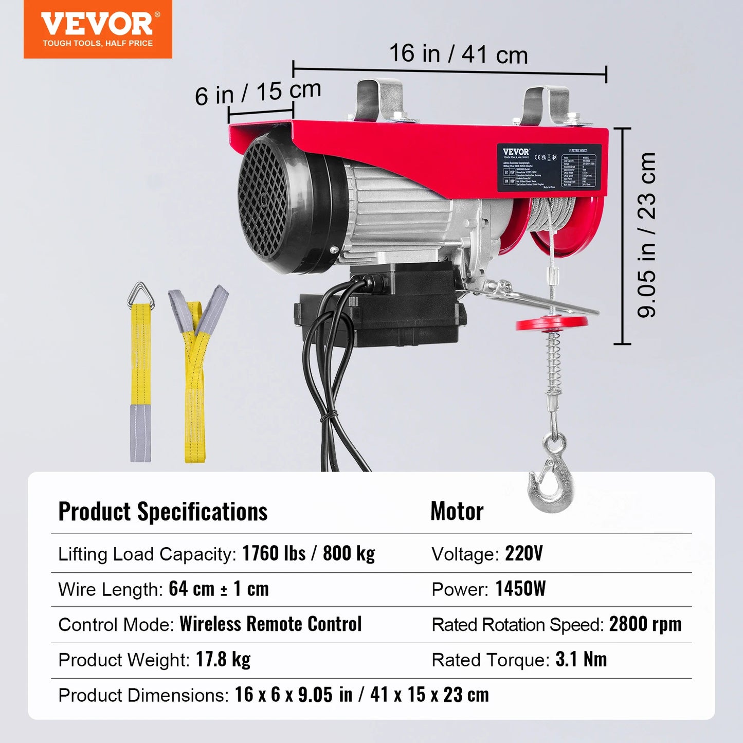 SucceBuy 400-1000kg Electric Hoist Lifting Crane Cable Hoist Winch for Boat Car Garage Elevator with Wired Remote Control Lifter