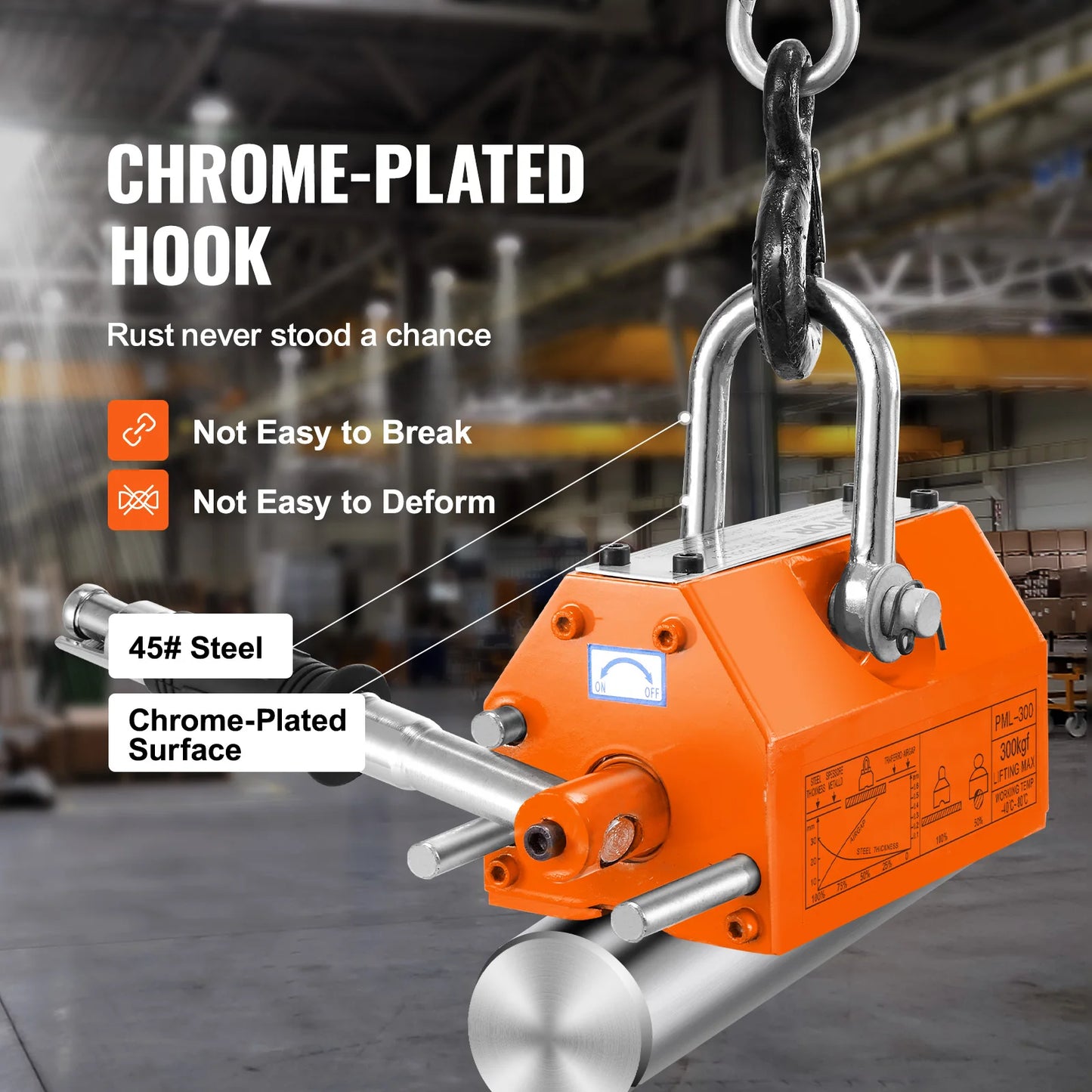 SucceBuy 100KG-2000KG Permanent Magnetic Lifter Pulling Capacity 2.5 Safety Factor Neodymium & Steel Lifting Magnet Lift Magnets