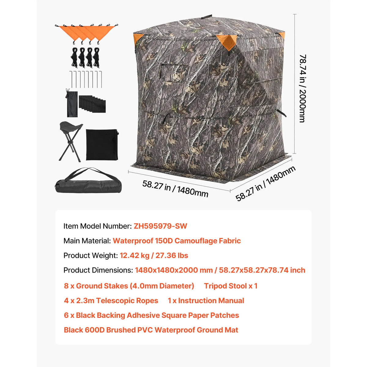 Portable See Through Hunting Blind With Multi Angle Viewing