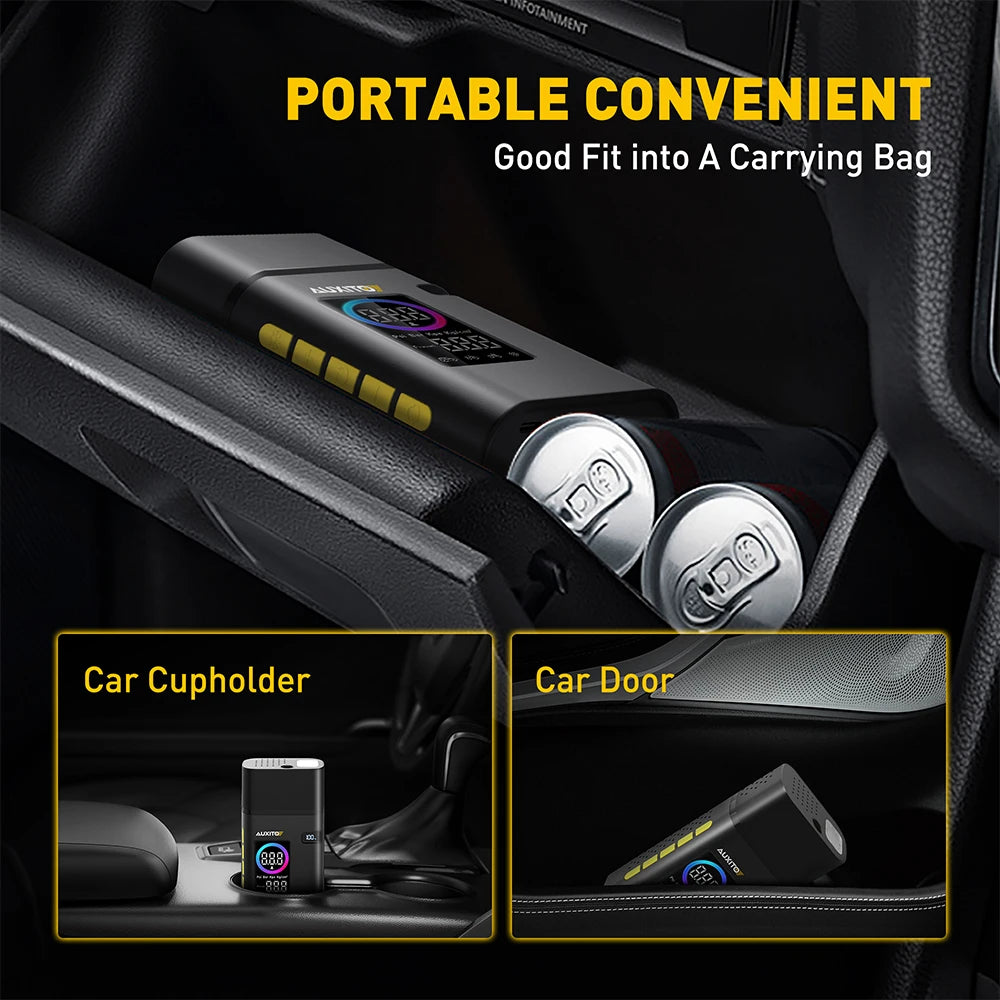 AUXITO Portable Tire Inflator Pump for Car Tires Portable Battery Powered Tire Inflator Air Compressor for Car Motorcycle Bike