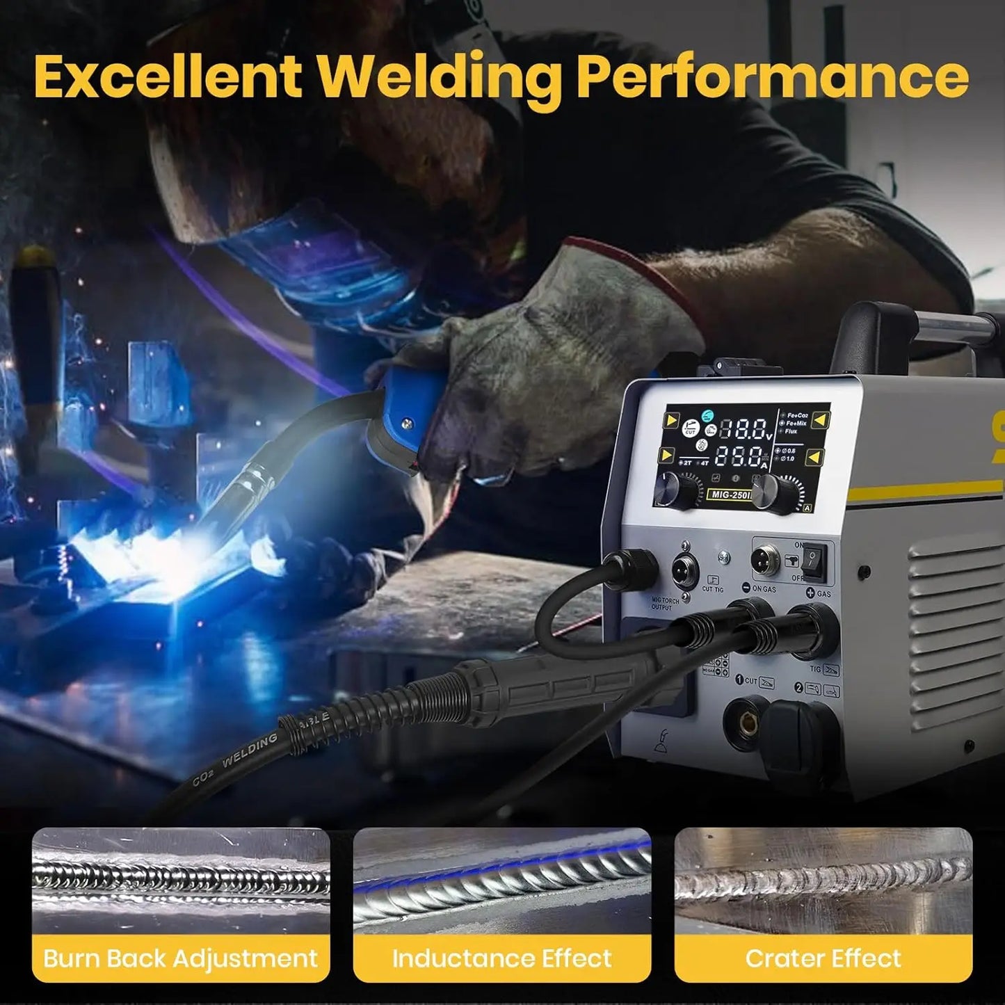 SSimder 6 in 1 MIG Welder Plasma Cutter 160A Gas MIG Flux Core Lift TIG Stick Cut Combo 110V 220V 35A Air Cutting for Auto