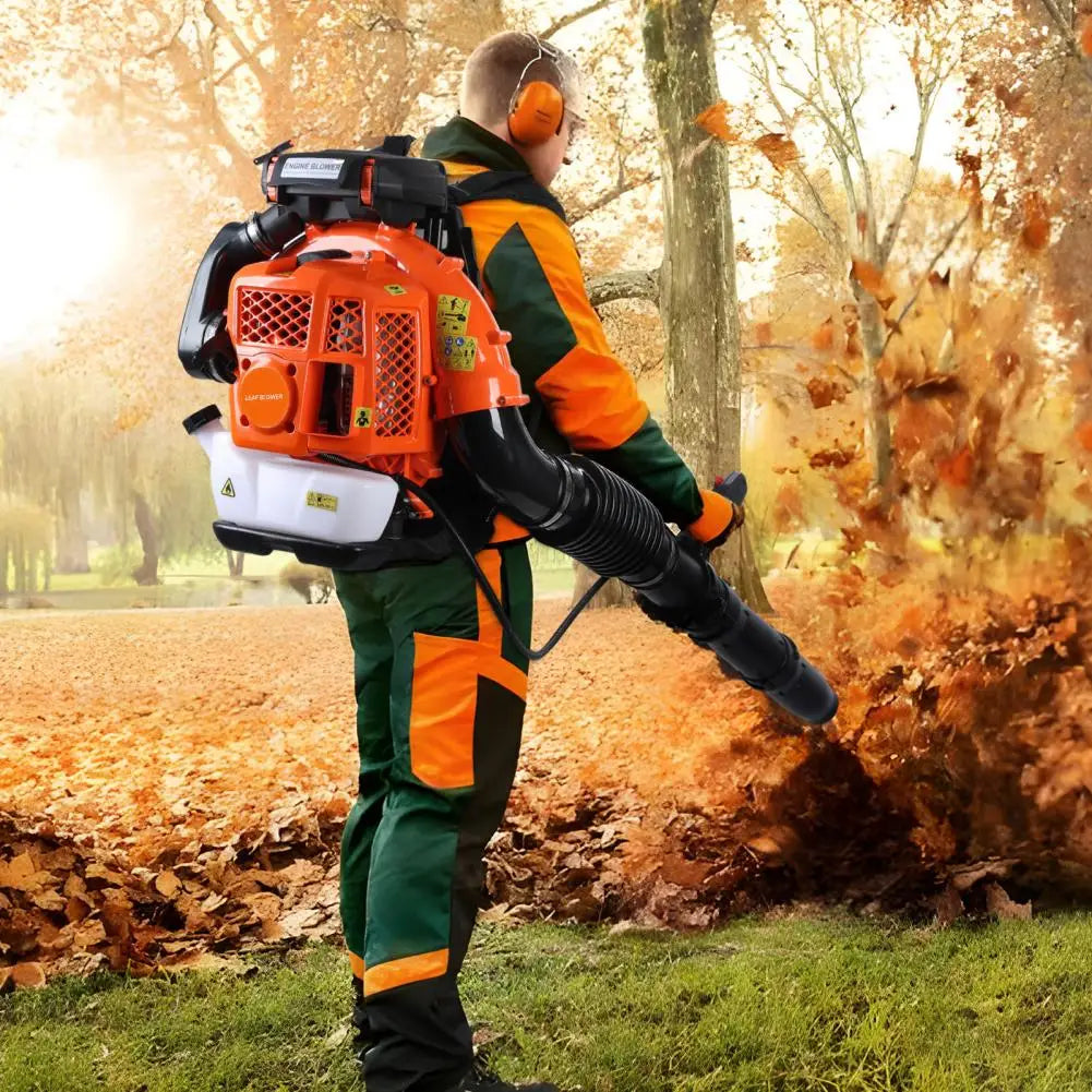 2-Stroke  Backpack Leaf Blower, 80CC 900CFM Engine Gas Leaf Blower,High Strength Gas PoweredSnow Blower Powerful Engine, Orange