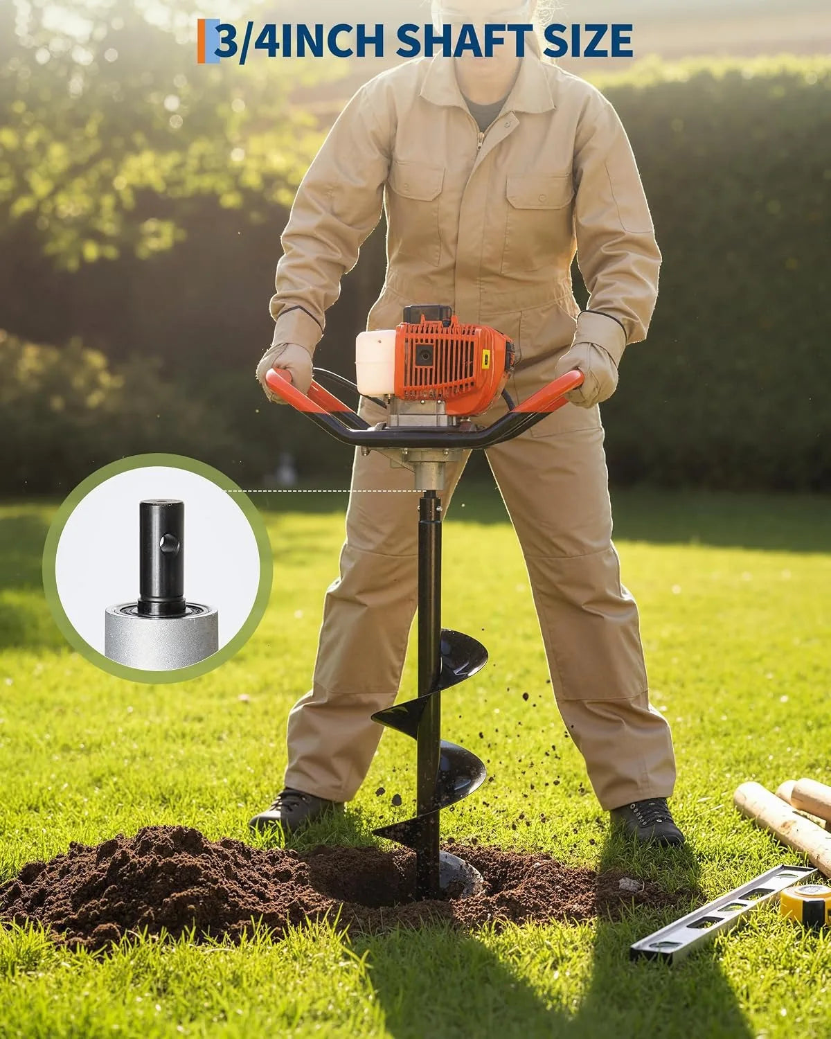 Gas Powered Earth Auger for Post Hole Digging and Landscaping