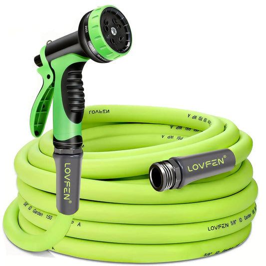 25/50/75/100FT Premium 5/8' Durable EPDM Rubber Garden Hose Heavy Duty Crush Proof ZillaGreen With Sprayer Nozzle Gun