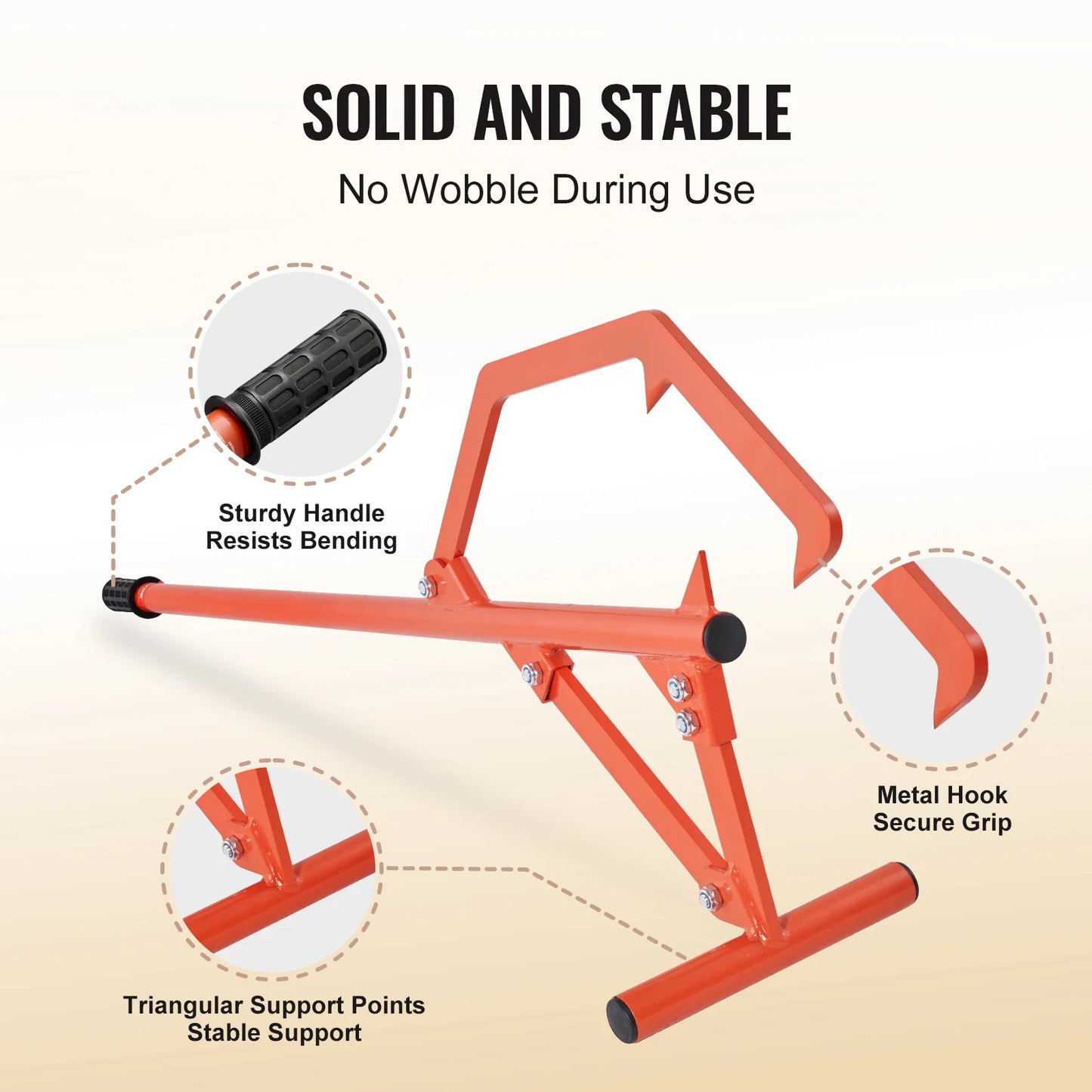 SucceBuy Timberjack 46.5 in Heavy Duty Steel Log Roller with Adjustable Cant Hook Logging Tools for Logs Ups to 25" Dia Logs