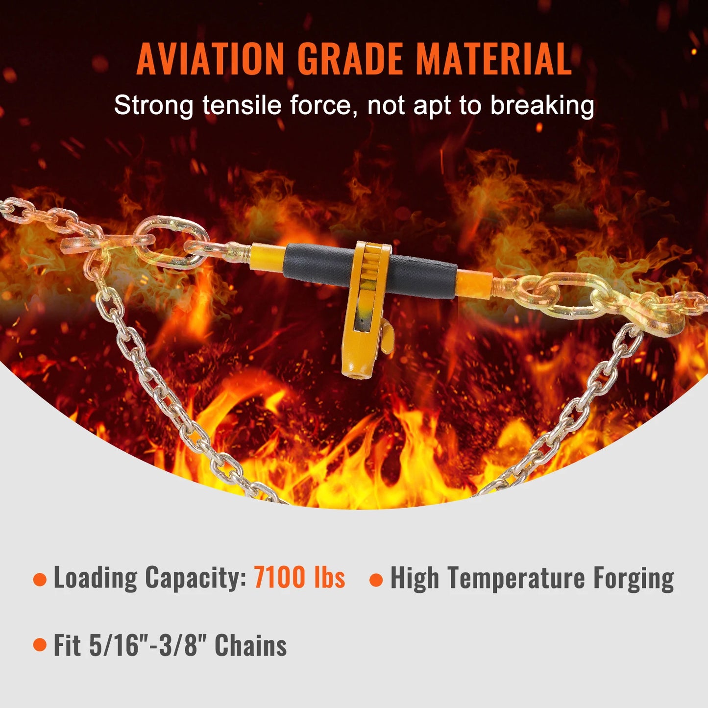 SucceBuy Heavy Ratchet Chain Binder Tie Down Hauling Load Strap with Detachable Hook Antiskid Handle for Flatbed Truck Trailer