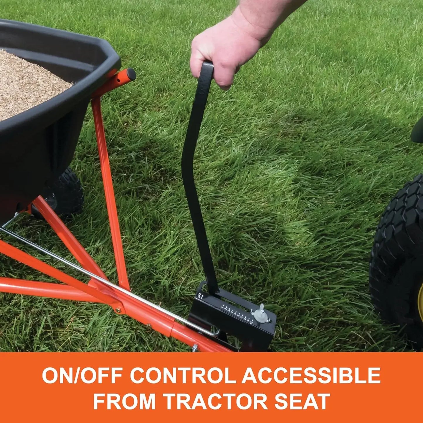 45-0527 110 lb. Tow- Behind Lawn & Garden Broadcast Spreader for Seed,Fertilizer,Salt,Ice Melt; Easy to use Flow Control from