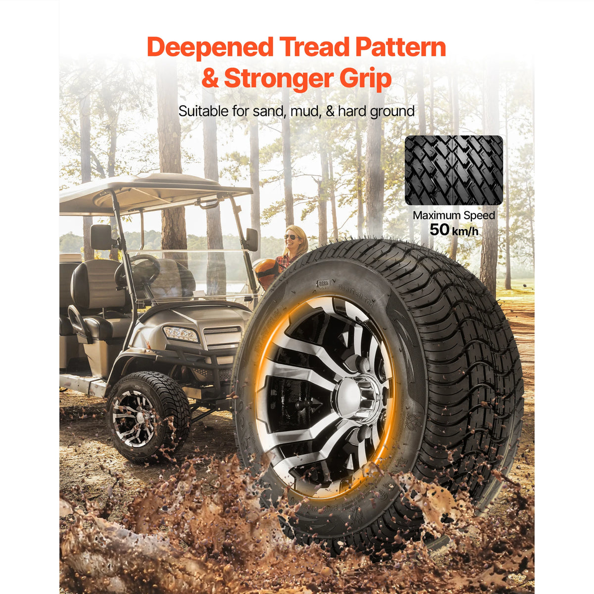Premium Golf Cart Tires And Wheels Aluminum Alloy Steel Combo