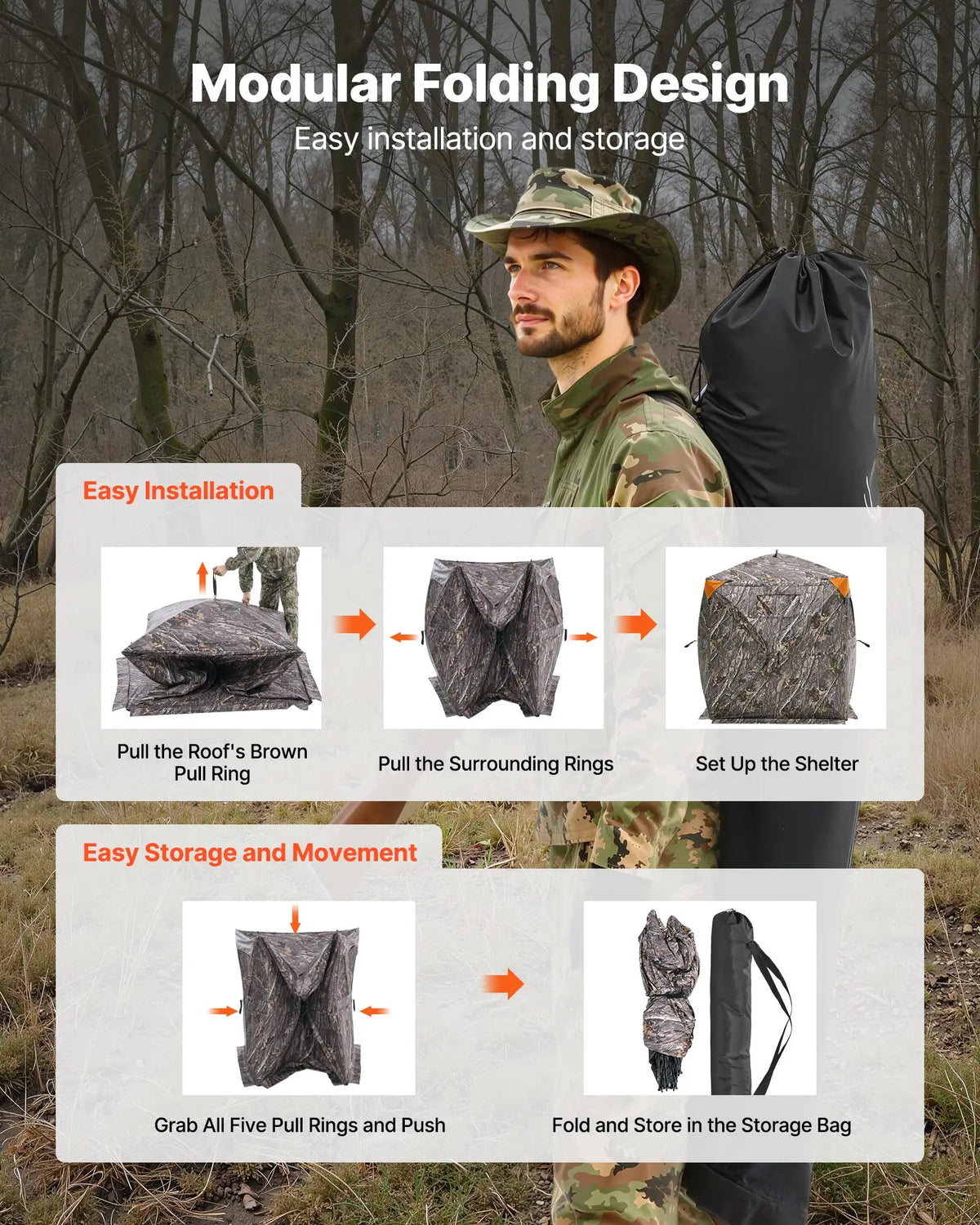 Portable See Through Hunting Blind With Multi Angle Viewing