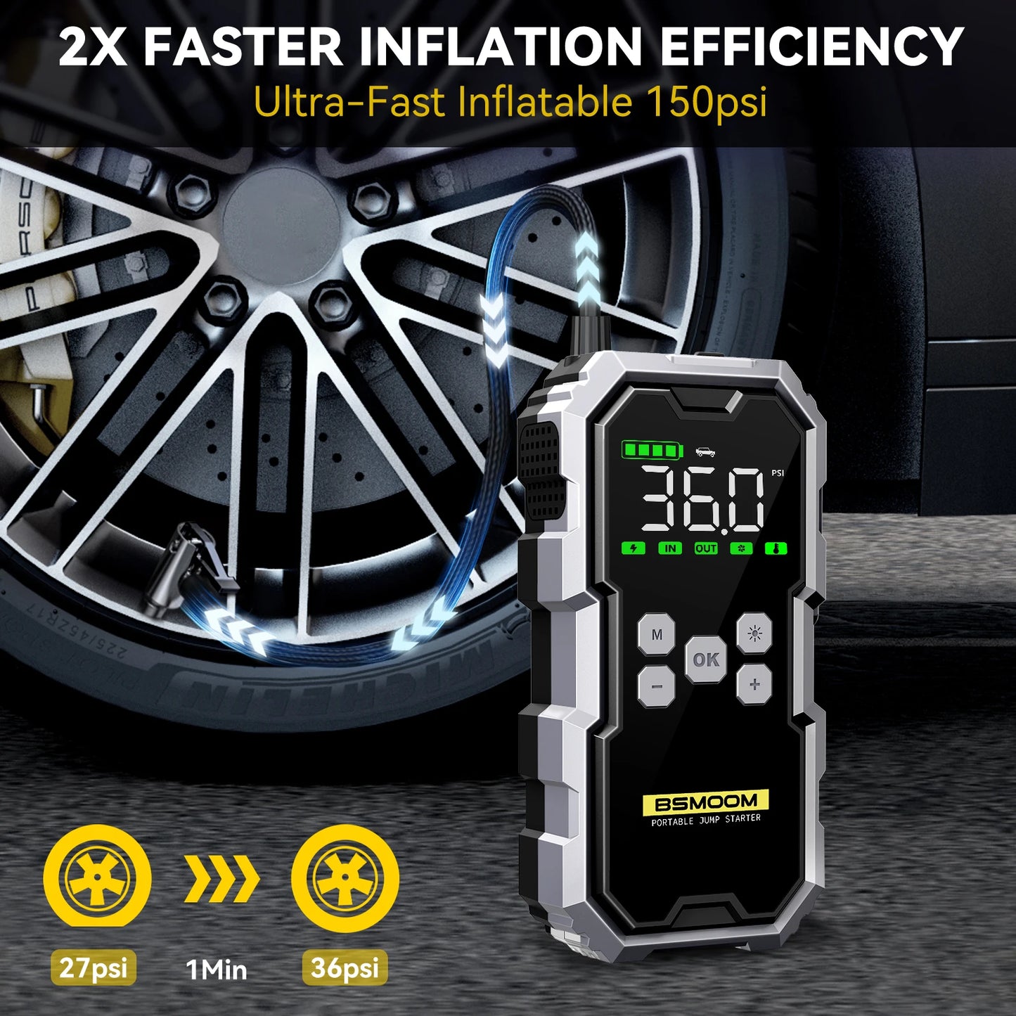 BIUBLE 7000A Car Jump Starter With Air Compressor LED Flashlight