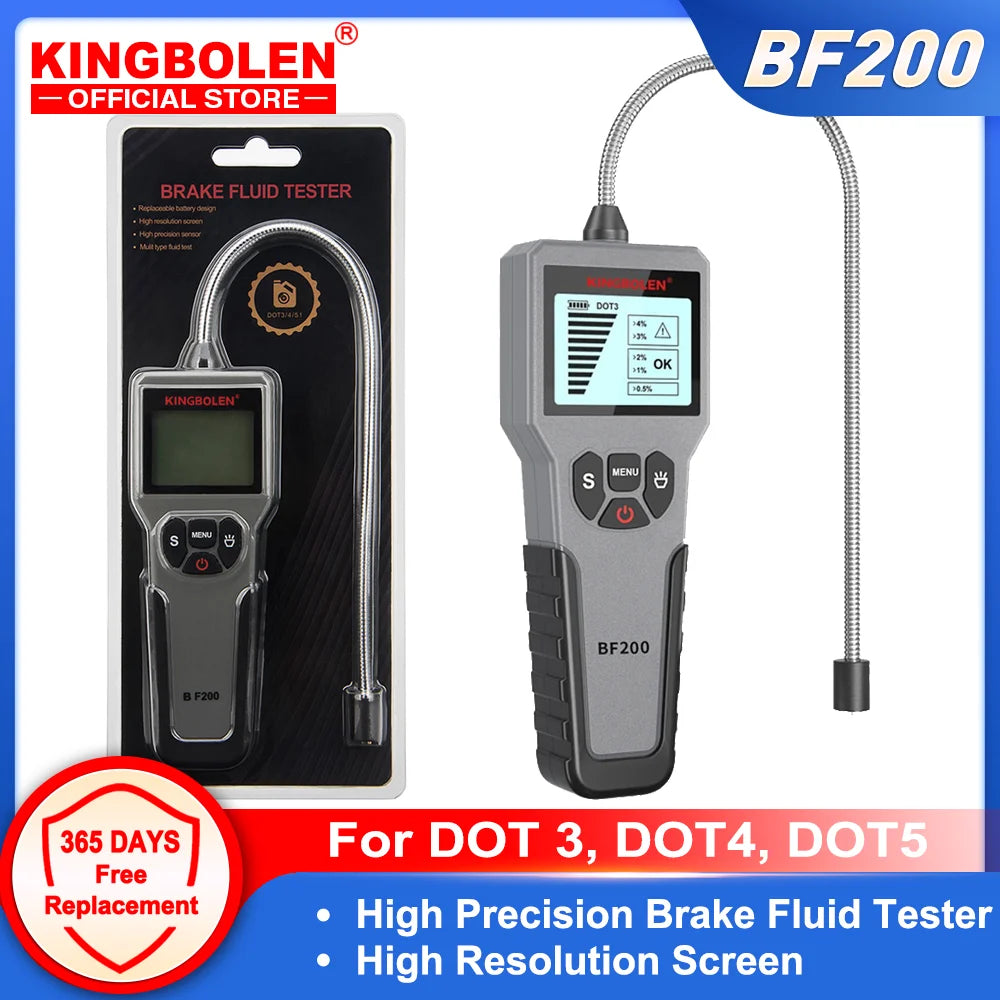KINGBOLEN BF200 Auto Brake Fluid Tester Car Brake Oil Tool DOT3 DOT4 DOT5.1 LED Indicator Check Display Auto Oil Tool PK BF100