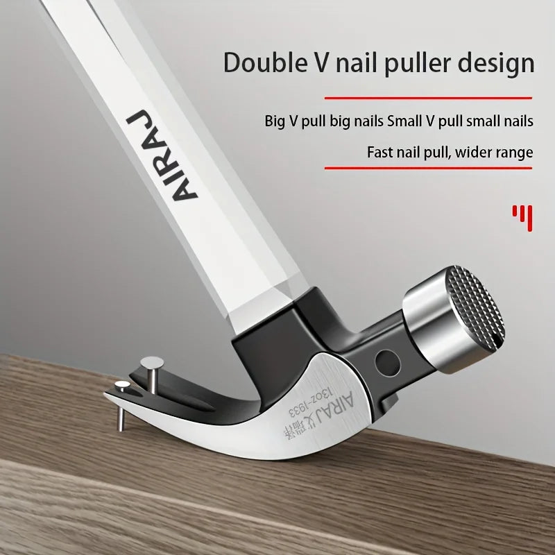 AIRAJ 6-piece set of high-carbon steel claw hammers - Durable, with non-slip handles, suitable for both industrial and household use. Available in short or long handles.