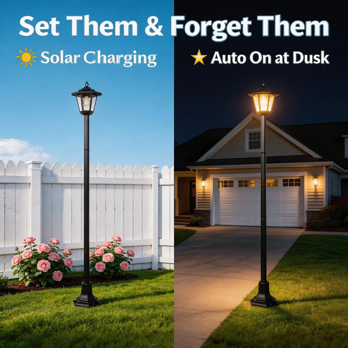 Waterproof Solar Post Lights Dusk To Dawn LED Landscape Lighting