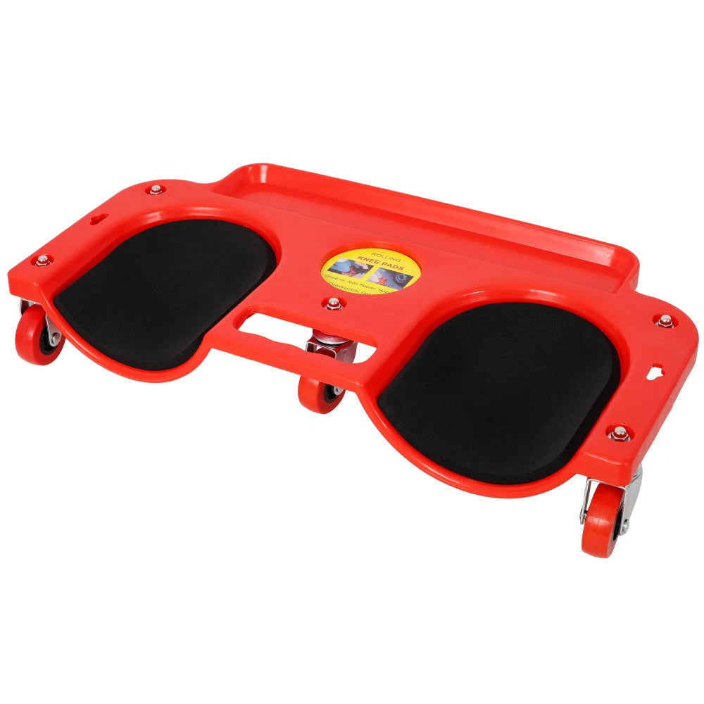 Rolling Knee Creeper Durable Knee Pads with 360 Degree Turn Casters and Tool Tray,for Garage Workshop Garden,Red