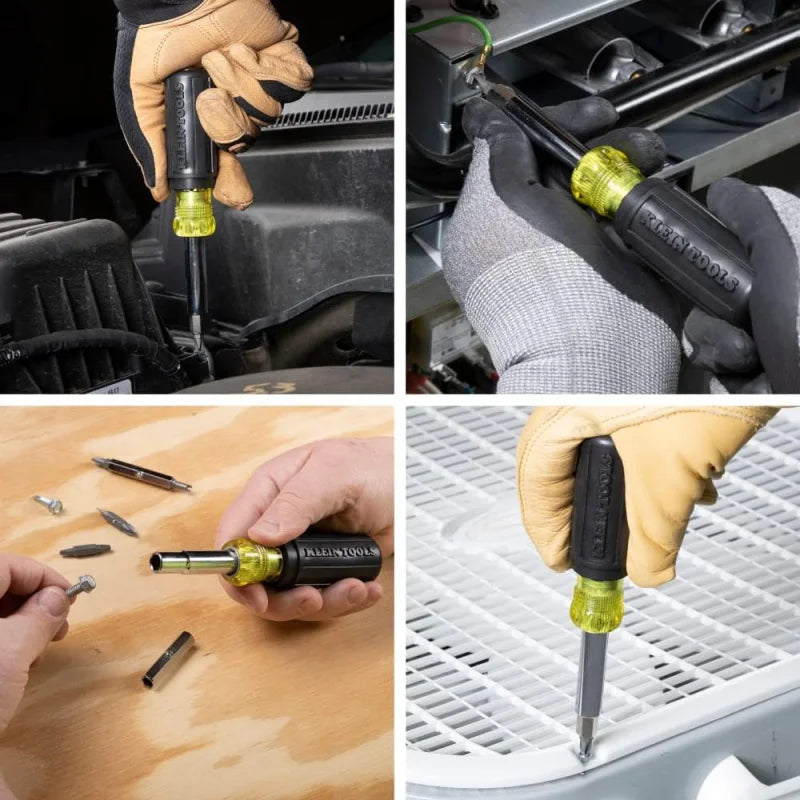 11 - in - 1 Screwdriver & Nut Driver Set: 8 Bits (Phillips/Slotted/Torx/Square) + 3 Nut Sizes, Cushion Grip Handle