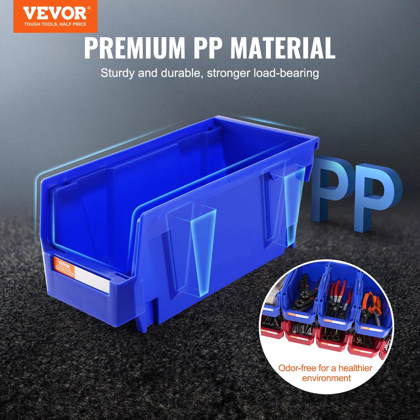 SucceBuy Parts Bin 12pcs 5x4*3inch Blue/Red Stackable Plastic Garage Tool Storage Box Container Organizer Bin  for Closet Garage