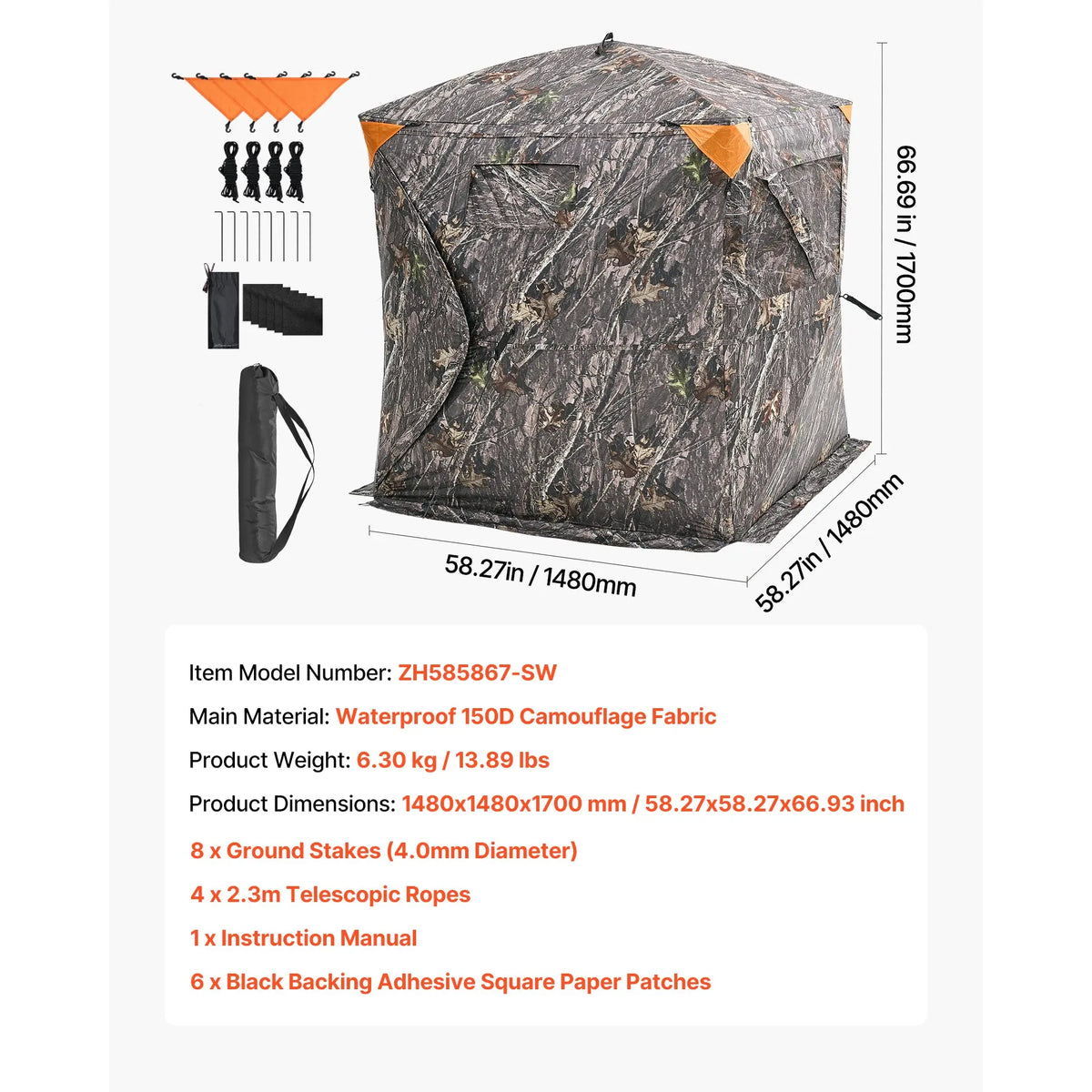 Portable See Through Hunting Blind With Multi Angle Viewing
