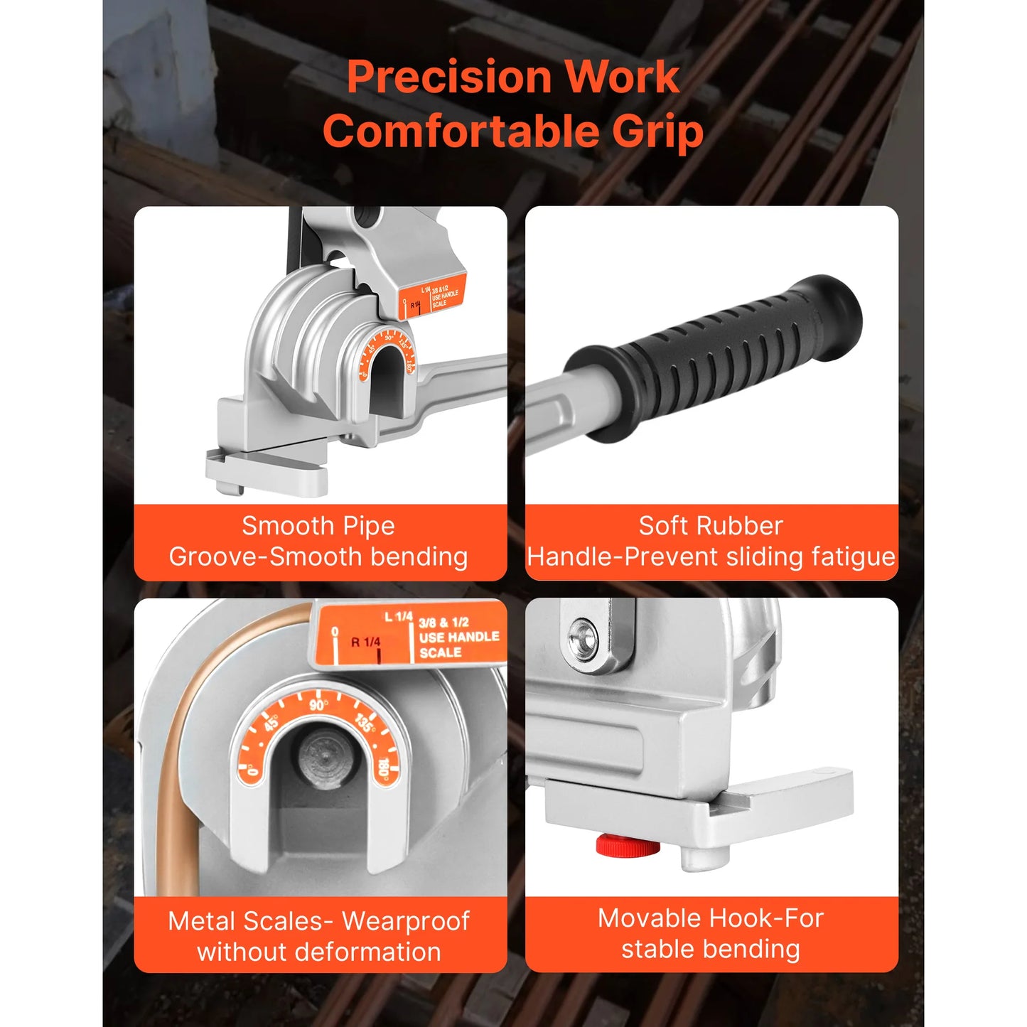 SucceBuy Pipe Tube Bender 1/4" 3/8" 1/2" OD 3 in 1 Manual Level Tube Bender 180° Copper Aluminum Pipes Bending Tool for Repair