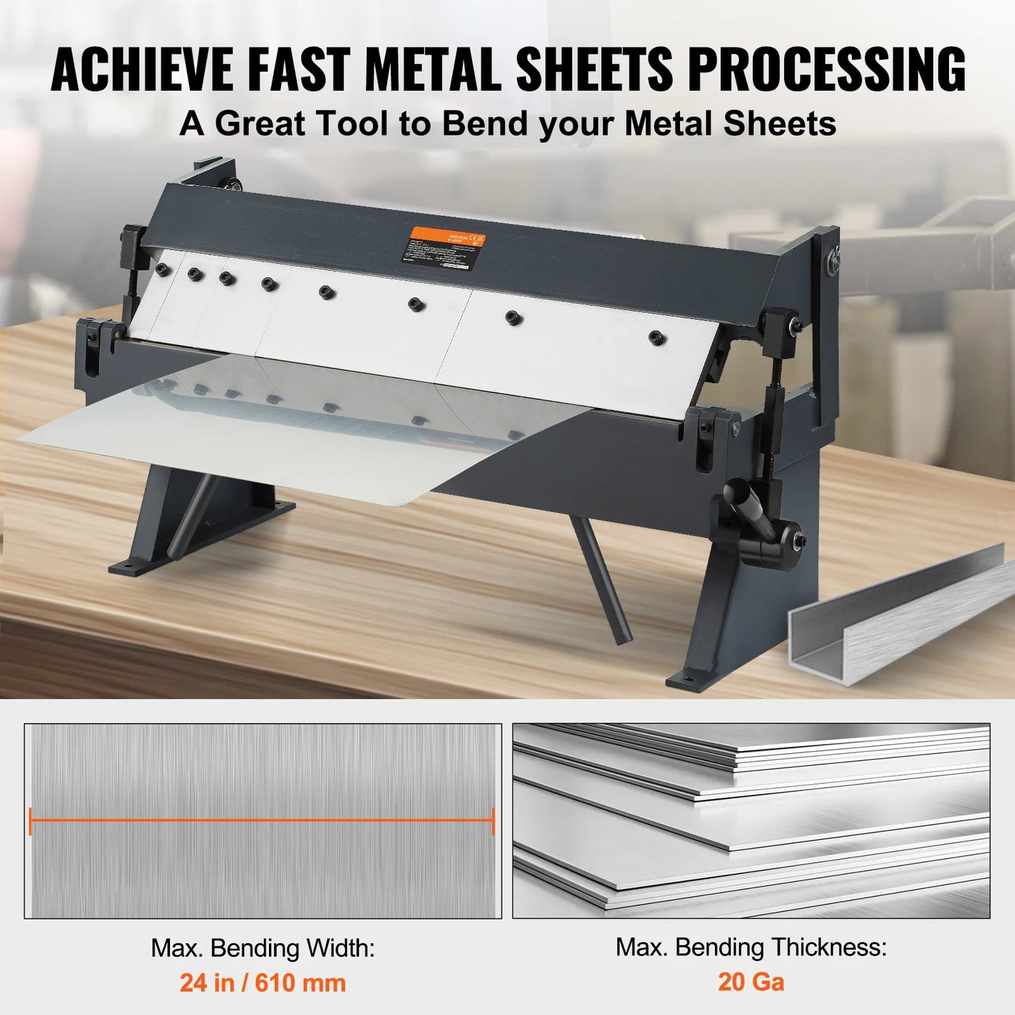 SucceBuy Box and Pan Brake 24Inch/36Inch/ 48Inch 0-130 Degrees Sheet Metal Bending Brake Portable Metal Bender for Metal Bending