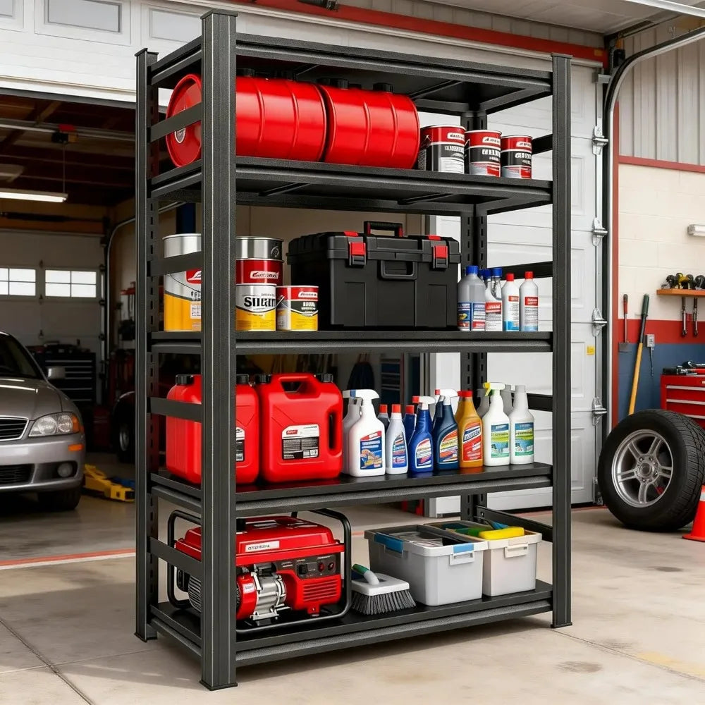 Adjustable 5-Tier Garage Shelving, Heavy Duty Steel Storage Shelves, High Load Capacity Shelf, Ideal for Garage,, Customized