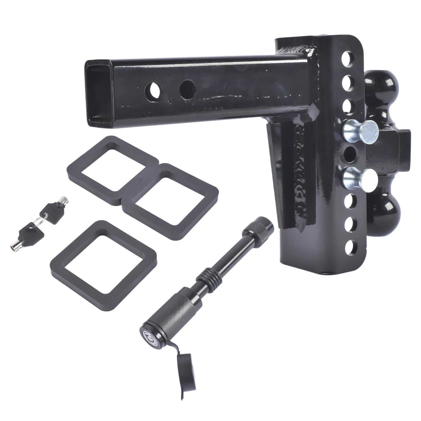 AP03 Adjustable Trailer Hitch for 2.5-Inch Receiver 6-Inch Drop/Rise, 2" & 2-5/16" Ball Hitches for Trucks, 22,000 LBS GTW, Trailer Hitches with Anti-Theft Pin