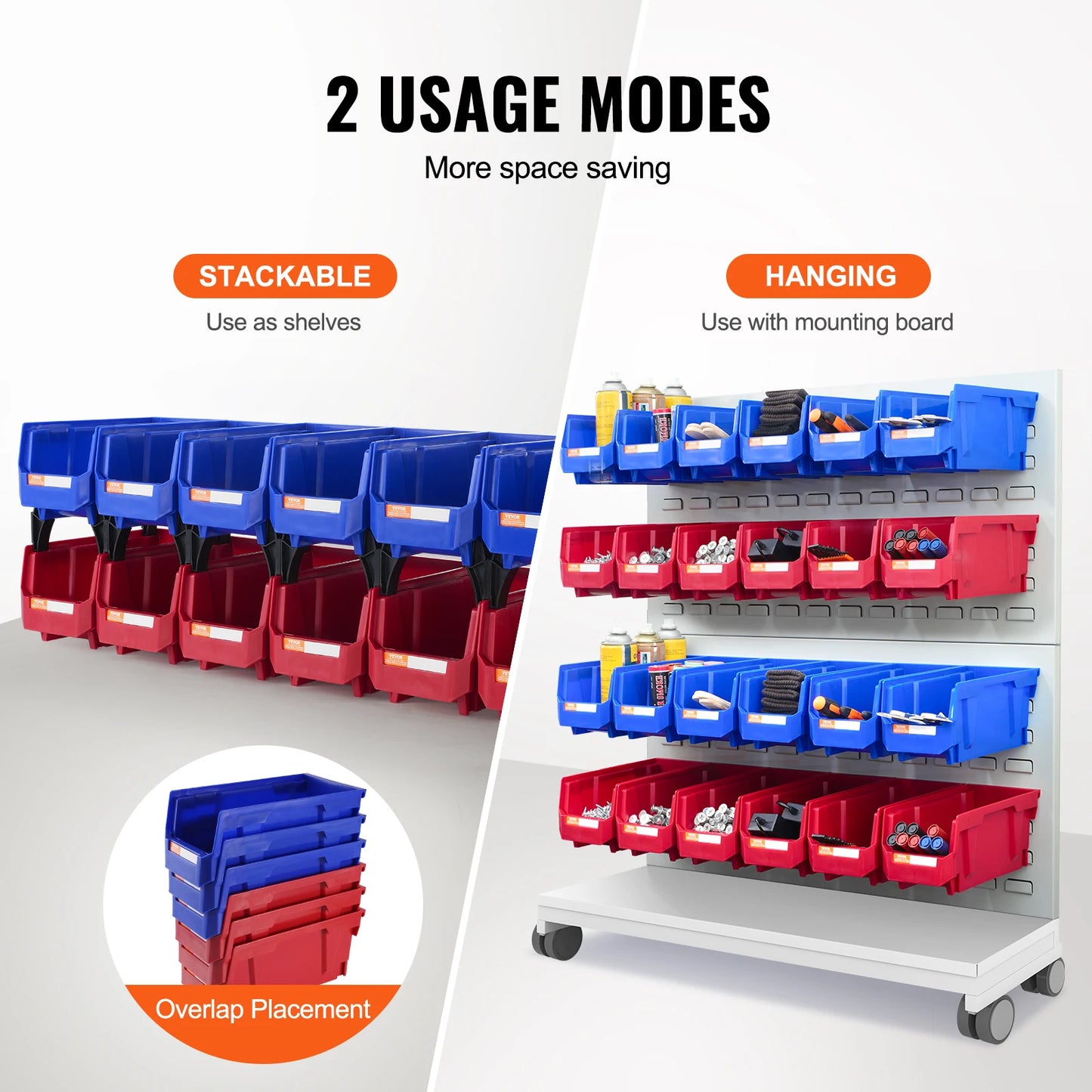 SucceBuy Parts Bin 12pcs 5x4*3inch Blue/Red Stackable Plastic Garage Tool Storage Box Container Organizer Bin  for Closet Garage