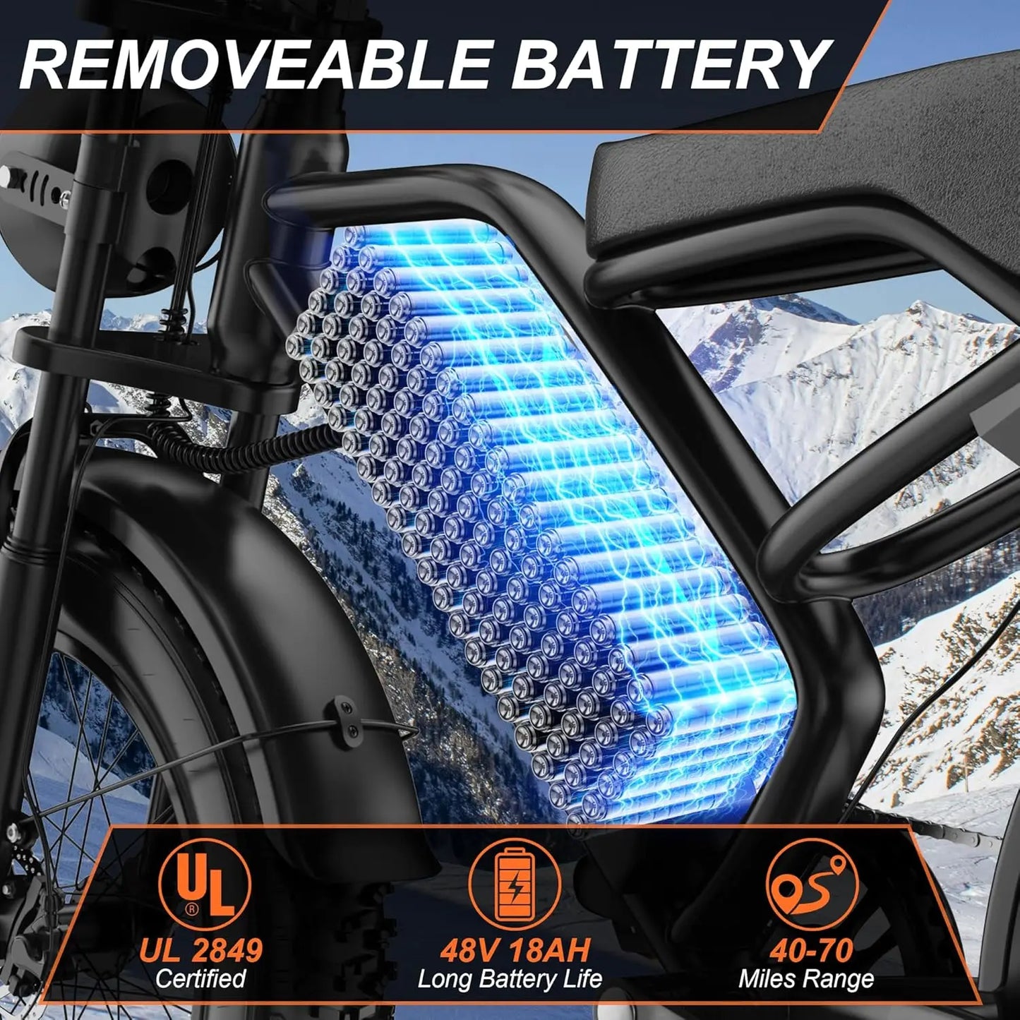 AOVOWHEEL AW2PROElectric Bike 1500W 20" Fat Tire 31mph Top Speed 70 Miles Range for Road Sand Mountain Snow Electric Motorcycle