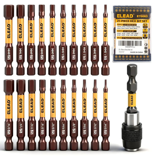21-Piece 2.5" Allen-Wrench Hex Drill Bit Set, Durable Impact Key, Strong Magnetic Screwdriver Bits for SAE & Metric DIY Repairs