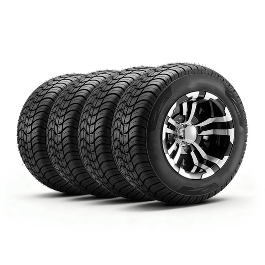 Premium Golf Cart Tires And Wheels Aluminum Alloy Steel Combo