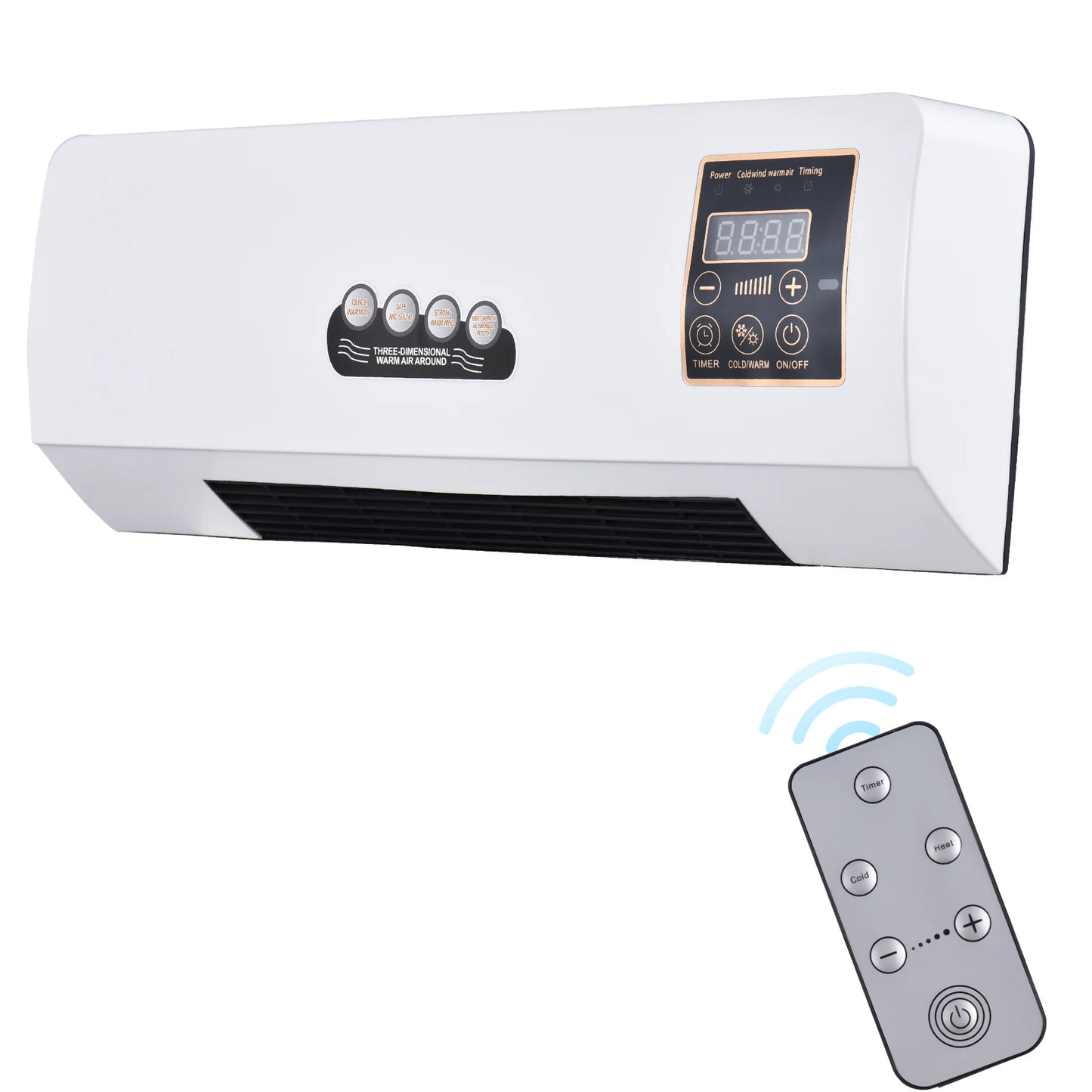 2-in-1 Heater and Fan Combo 1800W Timing Function Dual Use Wall Mounted Electric Fan and Space Heater with Remote Control