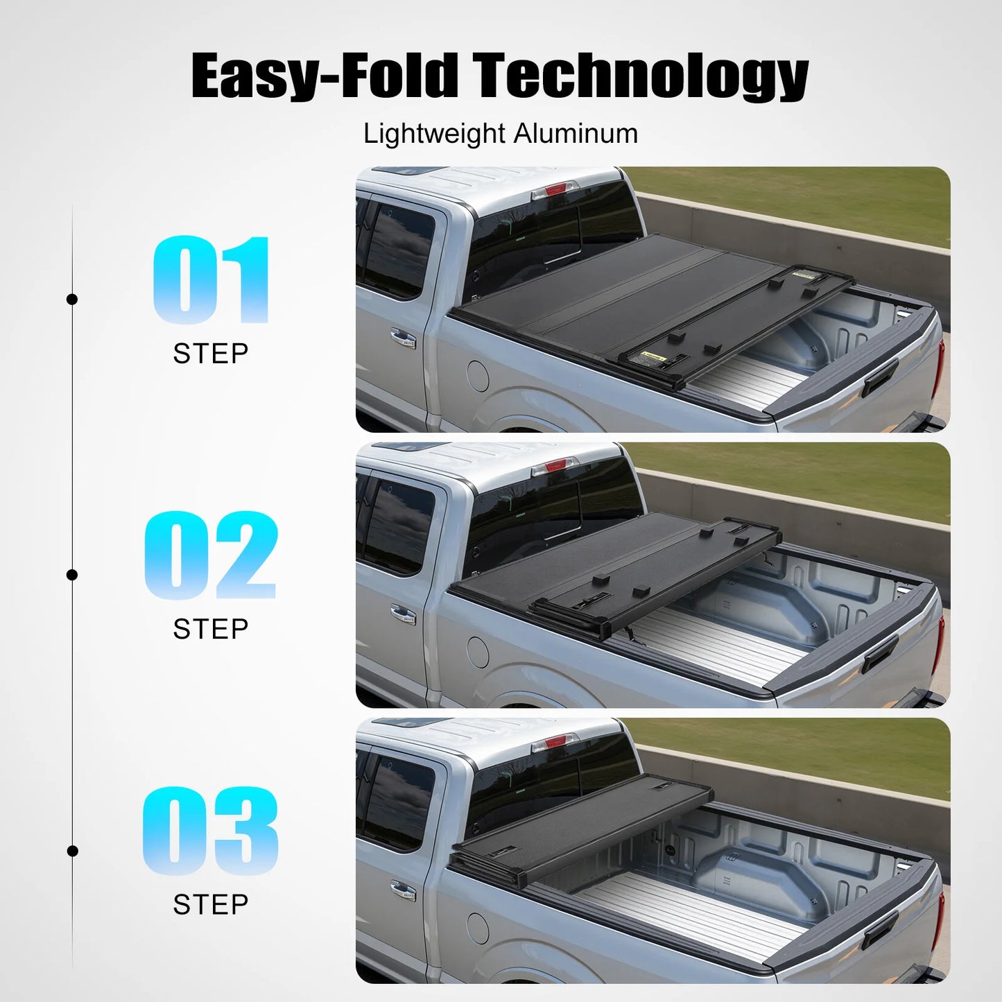 Tonneau Cover, Truck Bed Tonneau Cover, Ford F150 Tonneau Cover, Quad Fold Hard Folding, 5.5ft Bed, 67 inch, Aluminum, Black, Waterproof, UV Resistant, Fit for Ford F-150 2015 2016 2017 2018 2019 2020 2021 2022 2023 2024 2025