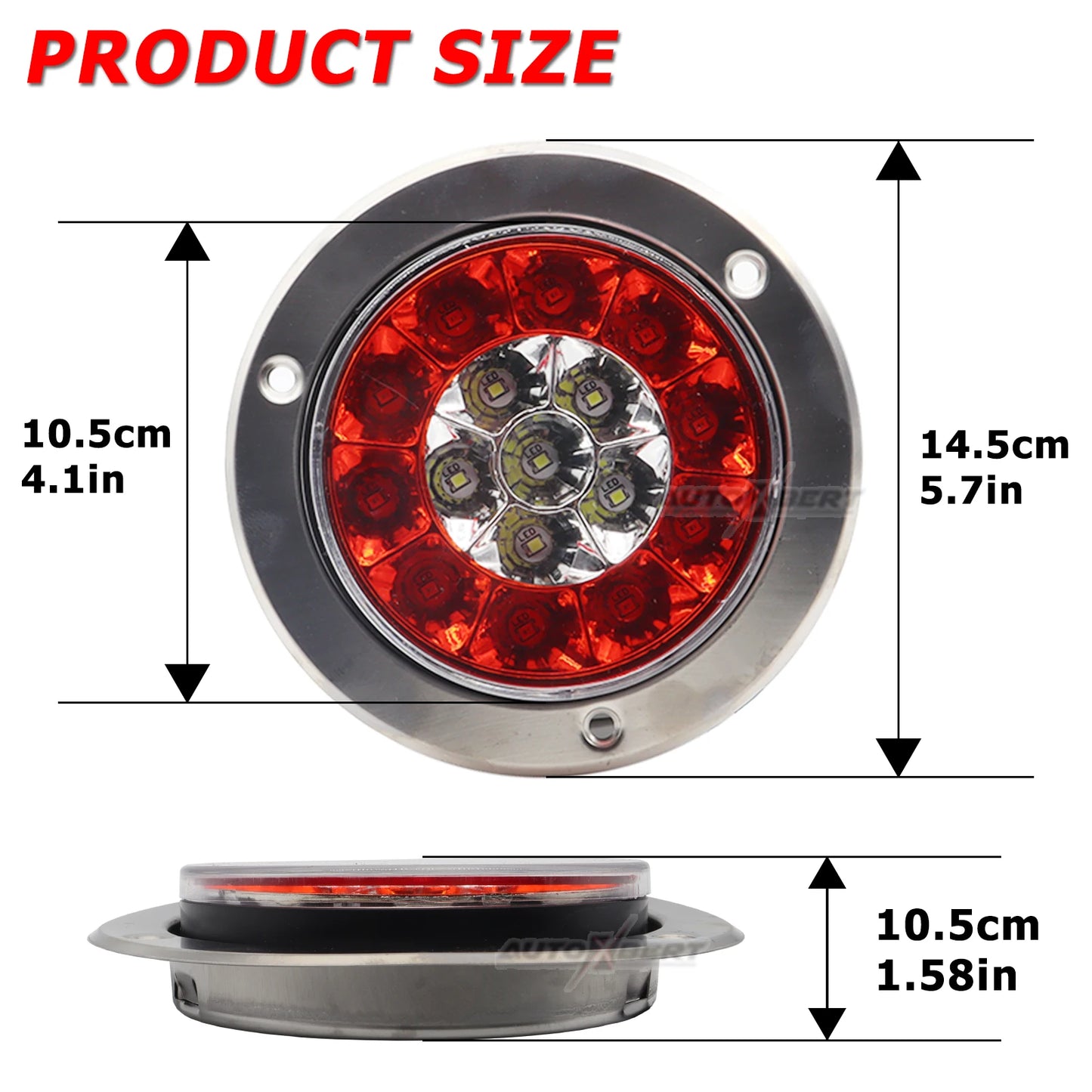 XUKEY Waterproof Round Trailer Tail Lights 2-Pack