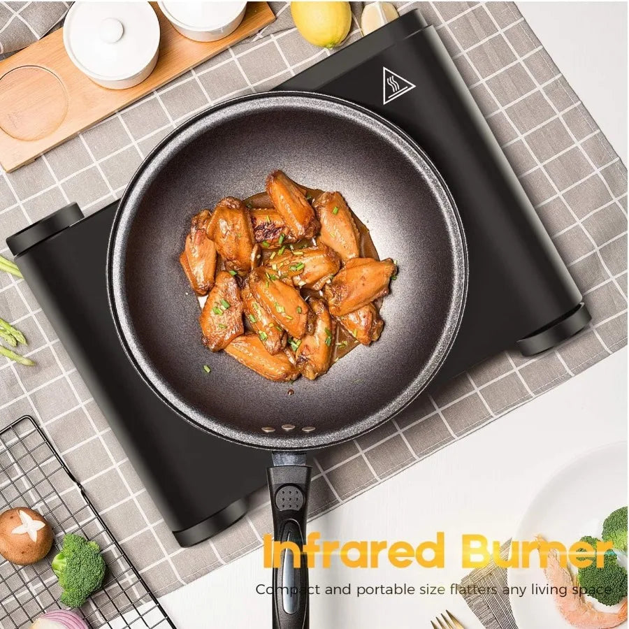 1200W Infrared Single Burner Electric Hot Plate Fast Heating Energy Efficient 7 Inch Ceramic Glass Portable Electric Stove with