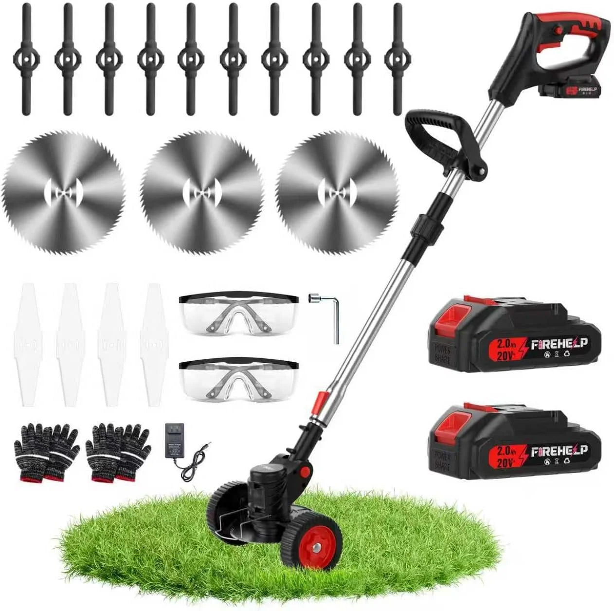 Wheel-Equipped Cordless Electric Lawn Mower for Home use, Portable, Multifunctional Lawn Trimmer