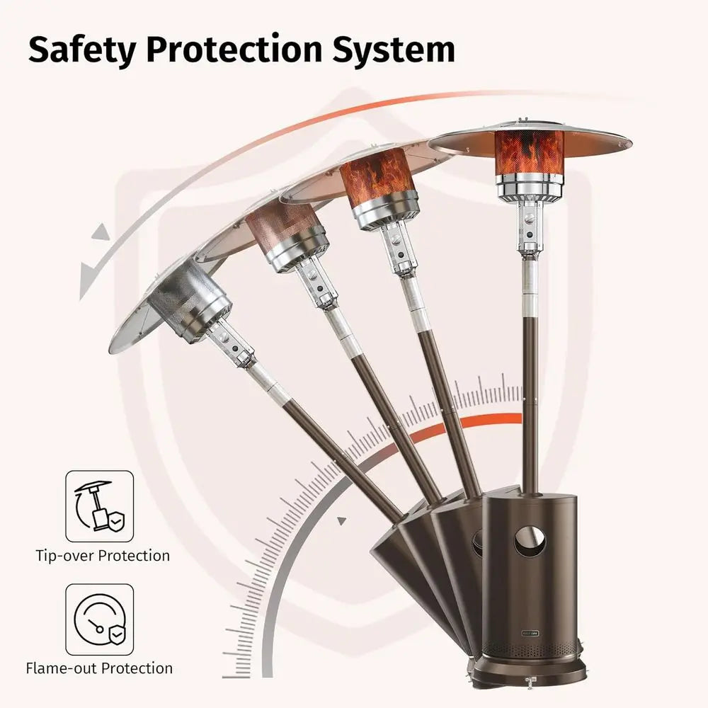 55,000 BTU Propane Patio Heater, Round Table & Stainless Steel Burner, Portable Outdoor Heater for Large Spaces, Bronze