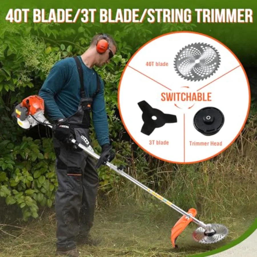 41.5cc Gas Hedge Trimmer Weed Eater 5 in 1 Multi Functional Trimming Tools Gas Weed Wacker Pole Saw for Tree Trimming Brush Cut