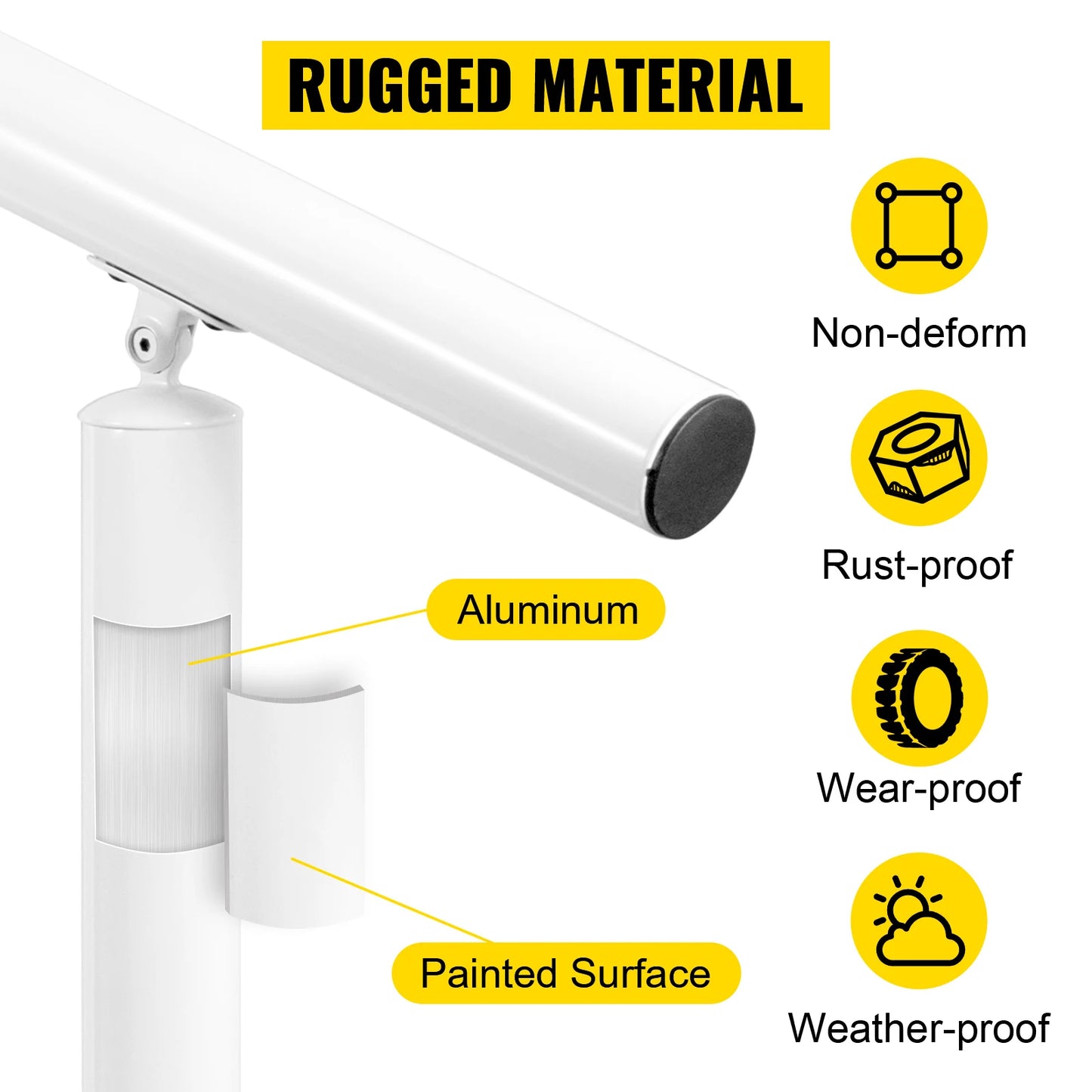 SucceBuy Handrail for Outdoor Steps Aluminum Stair Handrail Fit 0-5 Steps w/ Installation Kit Building Hardware Home Improvement
