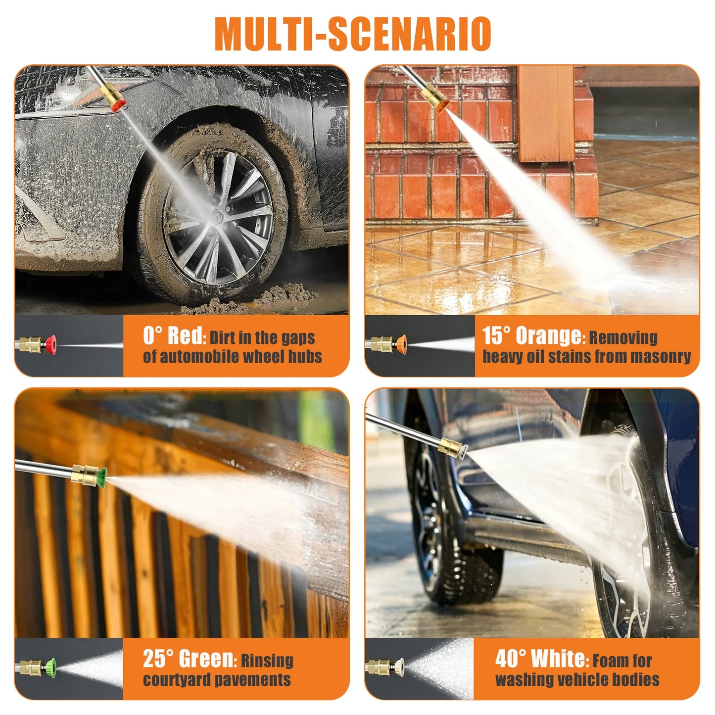 Electric Pressure Washer, 2.8 Max GPM with Anti-Tipping Technology, Onboard Soap Tank, Pro-Style Steel Wand, 5-Nozzle Set, for Cars/Fences/Driveways/Home/Patios