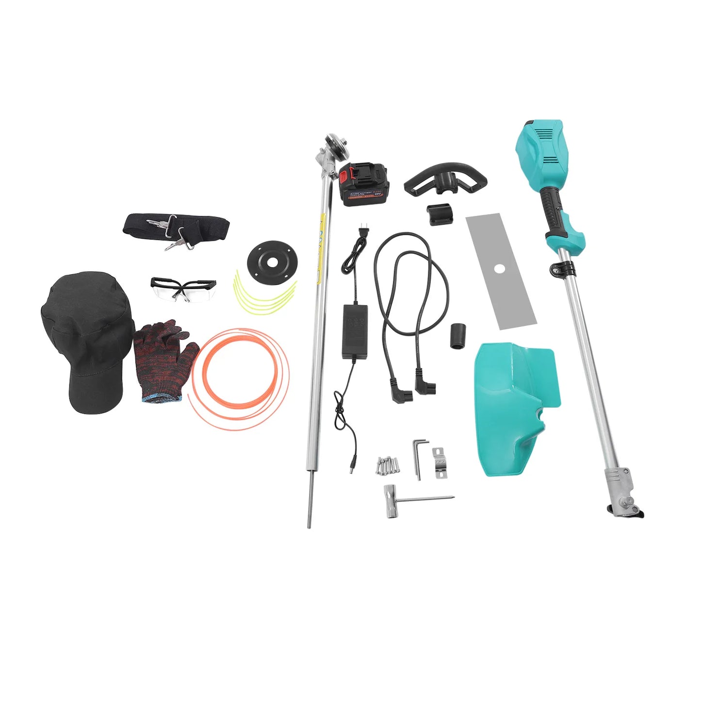 Lawn Trimmer,Electric Lawn Trimmer,Electric Lawn Mower,Garden Grass Cutter Cordless With Wheels,24 V/6Ah Lithium Battery