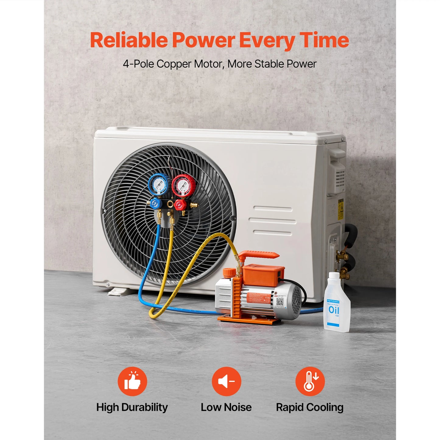 SucceBuy AC Vacuum Pump and Gauge Set 3.5CFM 1/4HP / 4.5CFM 1/3HP Single Stage or 7CFM 3/4HP Two Stage for HVAC Air Conditioning