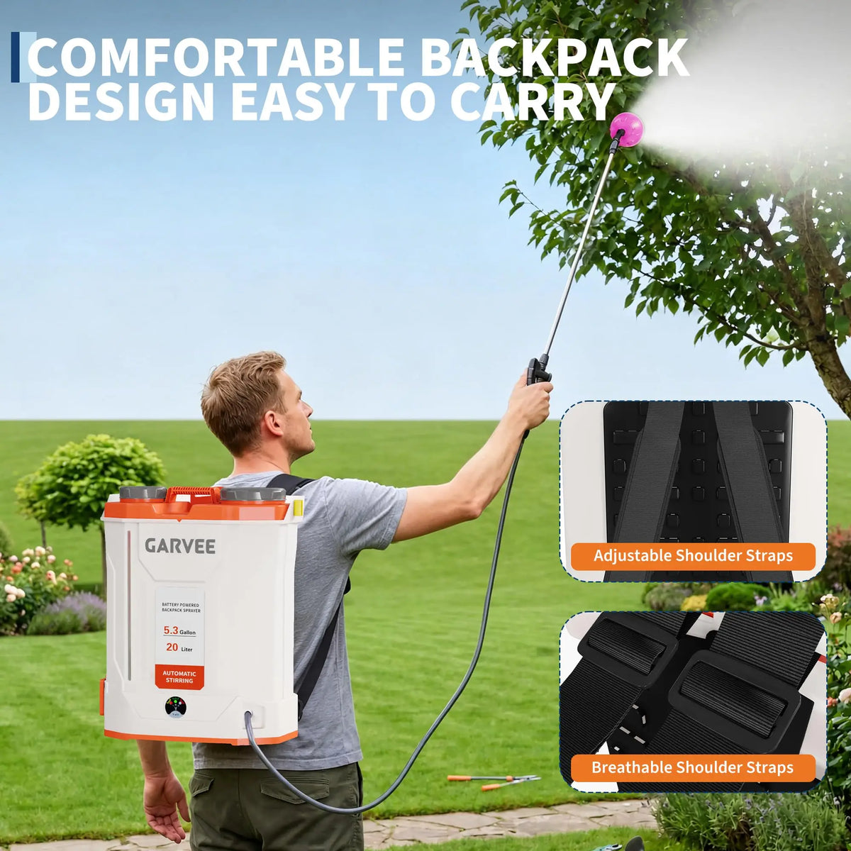 HiMISS Cordless Battery Powered Backpack Sprayer With Agitation System