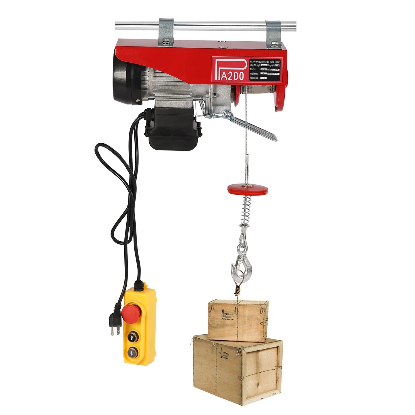 2-Ton (4400LBS) Electric Hoist Winch with Remote Control - 110V Engine Crane for Garage, Workshop Lifting